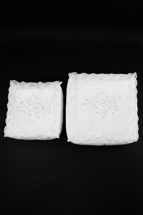 Nergis Kadife 2'li Dantelli Güpürlü Hurç Seti, 40x40x20 cm ve 30x35x15 cm, Beyaz