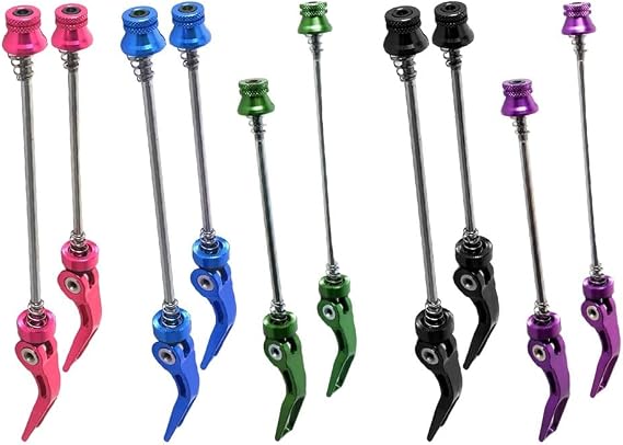 Bike Quick Release Skewer Set, CNC Aluminum Alloy Lightweight Hollow Design, 4.8mm Shaft for Mountain Road Folding Bike Front 100mm/Rear 135mm, Black