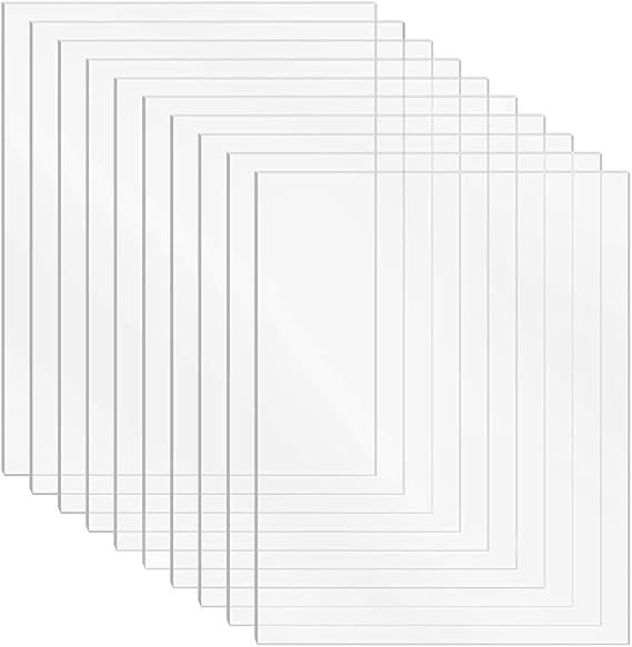 10 Pcs Acrylic Sheet Clear Plastic Sheet 1mm Transparent Acrylic for Drawing, Printing, Craft DIY, Picture Frame etc(15 x 10cm)