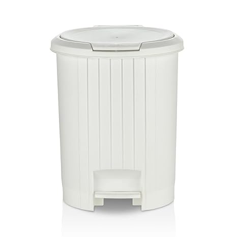 12 Litre Bas Aç Kapaklı Çöp Kovası - Click Kapak Pedallı Çöp Kovası Banyo Mutfak Çöp Kovası (Beyaz)