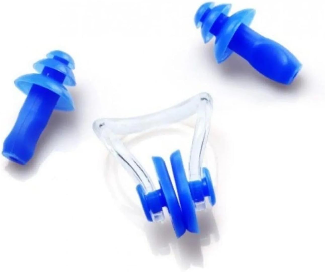 Busstier Swimmer Gag Set, Silicone Nose Clip and Earplug, Noise Canceling for Sleeping and Swimming, Transparent Boxed