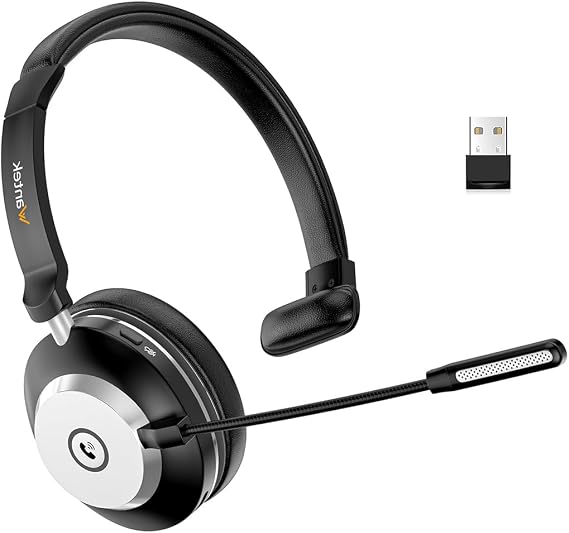 Wantek Wireless Bluetooth Headset with Microphone Noise Cancelling Compatible with Windows Mac Chrome Linux iOS iPadOS Android