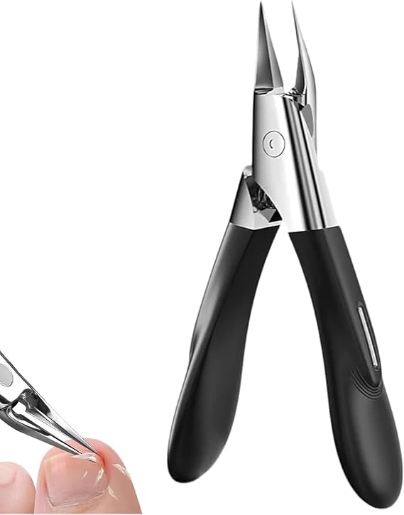 Welnax NailPro Guard,Ultra-Thin Stainless Steel Nail Clippers for Ingrown & Thick Nails, 30° Bevel Design with Non-Slip Ergonomic Handle, Easy Grip for Precise Trimming (Black)