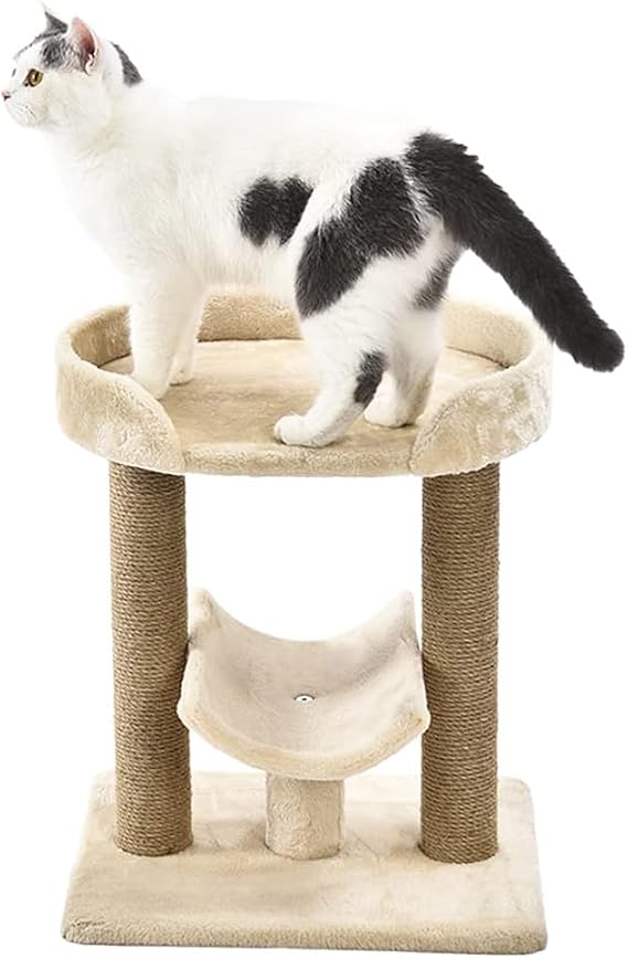 Amazon Basics Top Platform Cat Tree With Scratching Post - 18 x 14 x 22 Inches, Beige