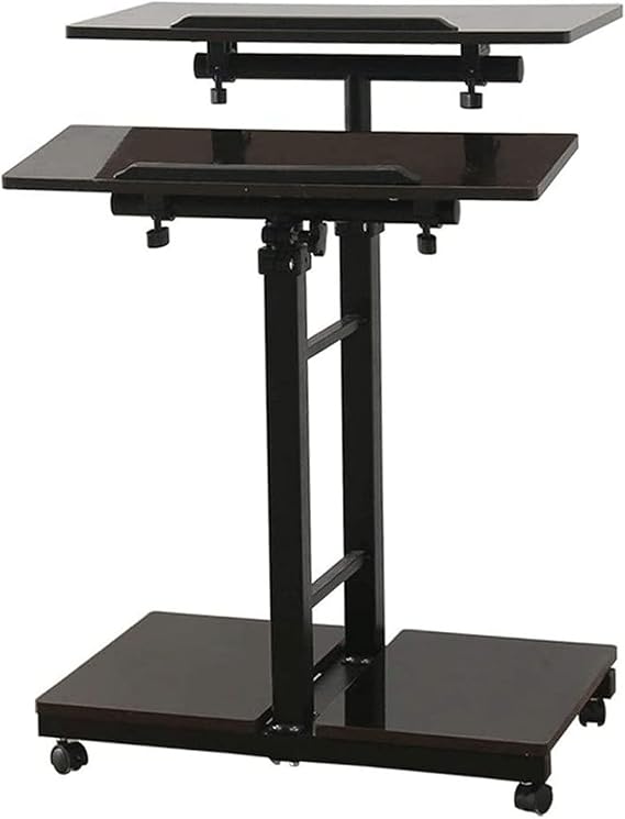 Sit Stand Table, Height Adjustable Rolling Desk with Keyboard Lift, High Fiber Density Board and Carbon Steel, Ideal for Writing and Study