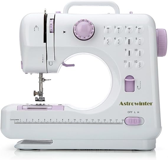 Mini Sewing Machine for Beginner by Astrowinter - Small Electric Sewing Machines with 2 Speed 12 Built-in Stitch Patterns AW-054-UK-A36