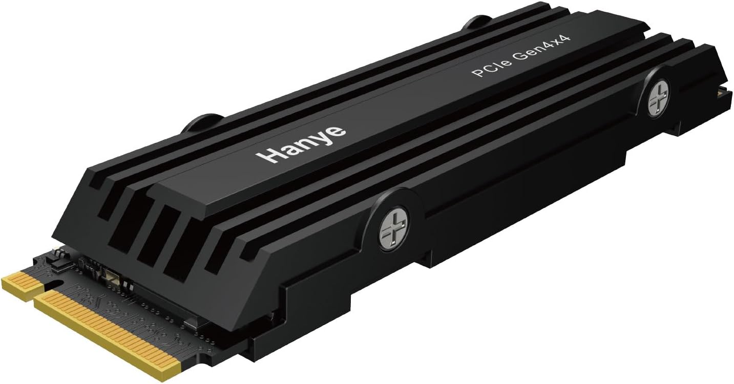 Hanye Internal SSD 2TB New PS5 Compatible PCIe Gen4x4 M.2 NVMe 2280 Max Read: 7,300 MBs Max Write: 6,300 MBs 3D NAND with Heat Sink HE80-2TNLHS Domestic Regular Product