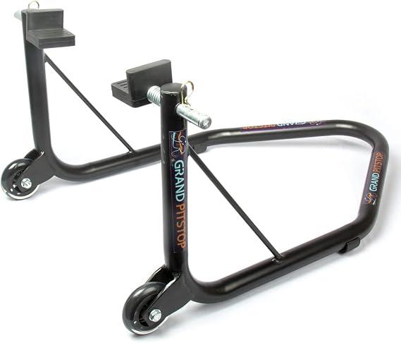 Grand Pitstop Universal Rear Paddock Stand for Motorcycle with Swingarm Rest (Non-Dismantable with Skate Wheels, Black, Motorcycle Weight Up to 350 Kgs)