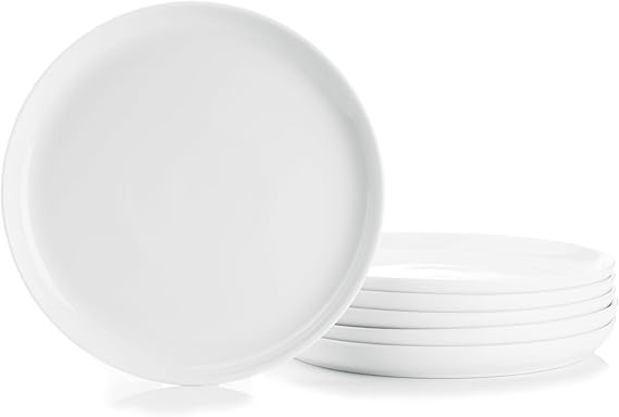WishDeco Dessert Plates Set of 6, Ceramic Salad Plates 20cm / 8 Inch