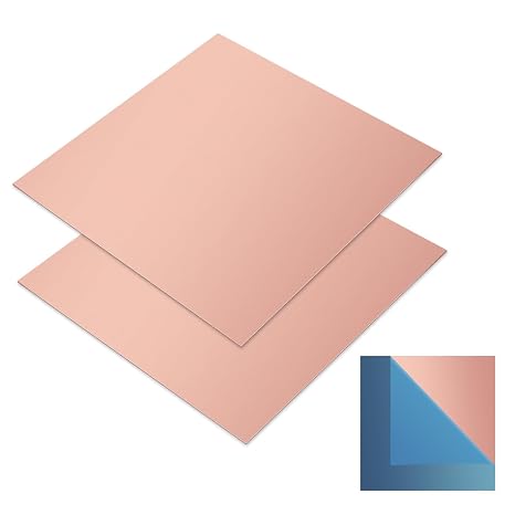 2 Pack 99.9% Pure Copper Sheet Plates,150 x 150 x 0.5mm,Thick Copper Metal Sheets for DIY Projects,Jewellery,Crafts & Repairs