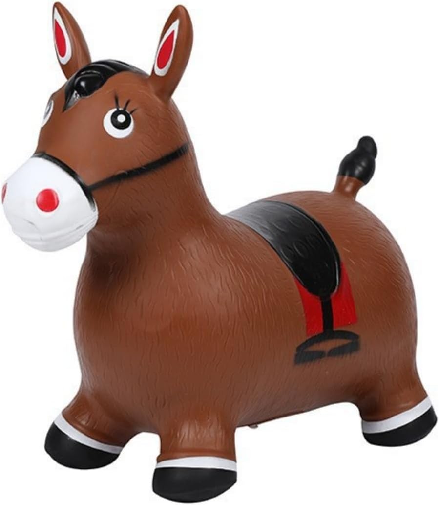 Jumping Horse Toddler Jumping Toy Wooden Horse Toy Bouncing Horse Toy Kids Bouncy Toy Ridable Horse Toy Jumping Horse Toddler Bouncy Animals PVC Brown