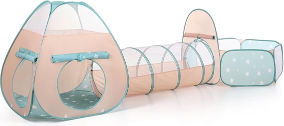 SISTICKER Kids Tent with Ball Pits: 3 in 1 Pop Up Play Tents with Tunnel for Todders Crawl Through with Storage Bag - Baby Playhouse Fort Indoor Birthday Toys(Excluding Balls)