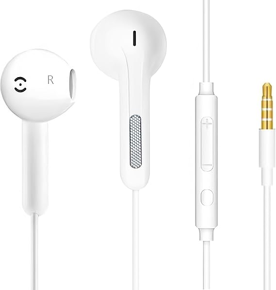 3.5mm Wired Headphone Plug, 3.5 mm headphones In-Ear Earphones, Noise Isolating with Built-in Microphone & Volume Control Compatible with Phone Pad Pod MP3 MP4 Samsung Laptop
