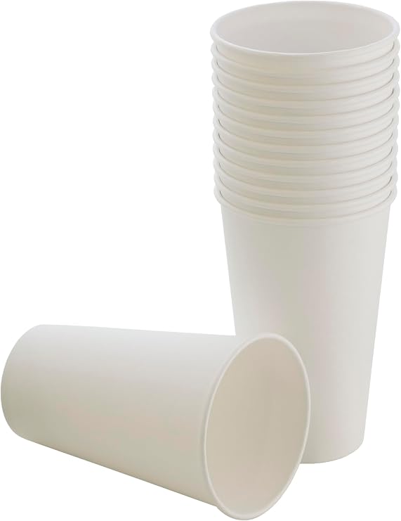 50pcs party cups, white disposable cardboard cups 16oz, large paper cups 400ml, party needs, children's party, hot and cold drinks, tea, coffee, juice