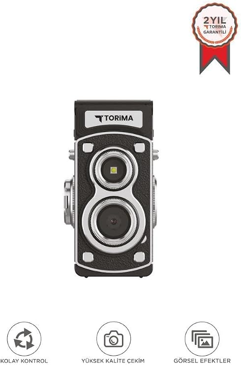 Mini Retro Dijital Fotoğraf Makinesi Video Kamera 1080P CMR44 Siyah
