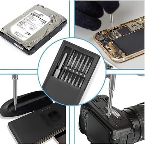 25 Parça Çok Fonksiyonlu Hassas Tornavida Seti, Hassas Tornavida Seti, Çok Fonksiyonlu Mini Tornavida Tamir Aleti, Telefon, Bilgisayar, Saat ve Elektronik Cihaz Onarımı İçin 25 Parçalı Set