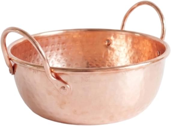 Hammered Copper Pot, Stovetop Pan with Loop Handles for Single Serving