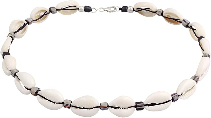 Kuzzoi Buddha Men Shell Necklace Surfer Chain Made of Cowri Shells (10-12