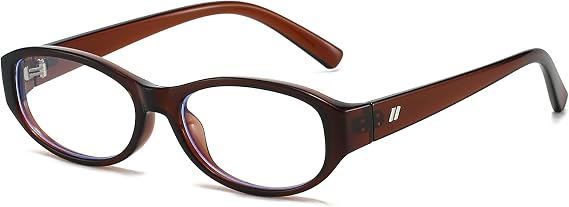 LJCZKA Oval Blue Light Glasses for Women Men Retro Small Oval Frame Cat Eye Anti Eye Satrain Eyeglasses Clear Lens for Computer Gaming Reading