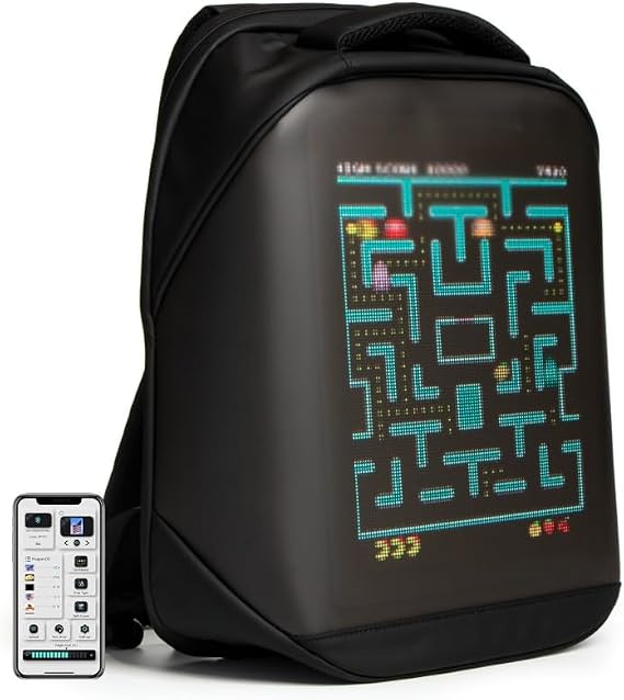 Mr Entertainer's Karaoke Collection Glopack LED Screen Backpack, App Controlled, High Resolution Screen Smart Rucksack