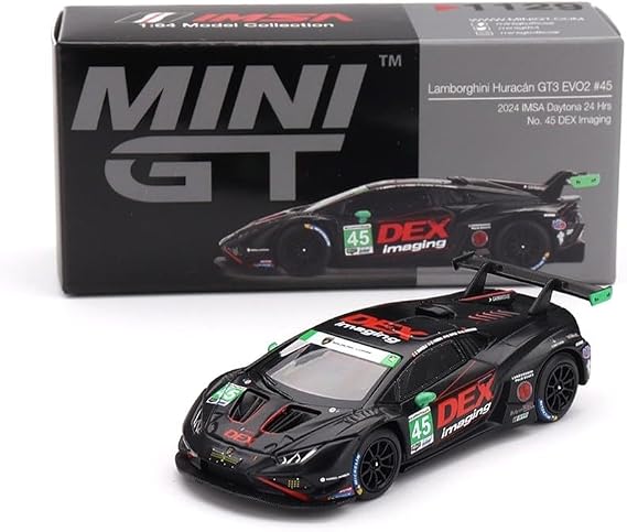 Sunrich MGT01129-L MINI GT 1/64 Lamborghini Uracan GT3 EVO2 IMSA Daytona 24 Saat 2024 #45 No. 45 DEX Görüntüleme (Sol Sap) Bitmiş Ürün