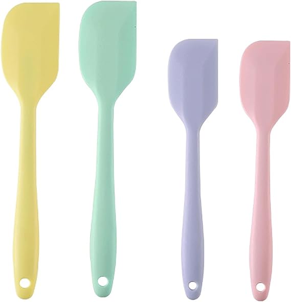 Silicone Spatula Set of 4 - Heat Resistant Flexible Spatula with Stainless Steel Core - Food Grade Premium Good Grip Kitchen Utensils - Seamless, Heavy Duty, BPA Free, Dishwasher Safe (Small + Large)