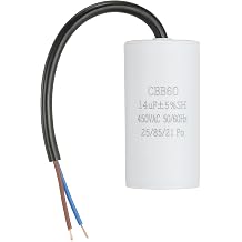 sourcing map CBB60 Run Capacitor 14uf 450V AC 2 Wires 50/60Hz Cylinder 73x37mm White for Air Compressor Water Pump Motor