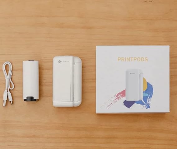 EVEBOT Printpods Handheld Printer DIY Inkjet Pen Tattoo Device Mini Small Portable Clothing Custom Label Printing Machine Handheld Printer on All Surfaces (Value Package)