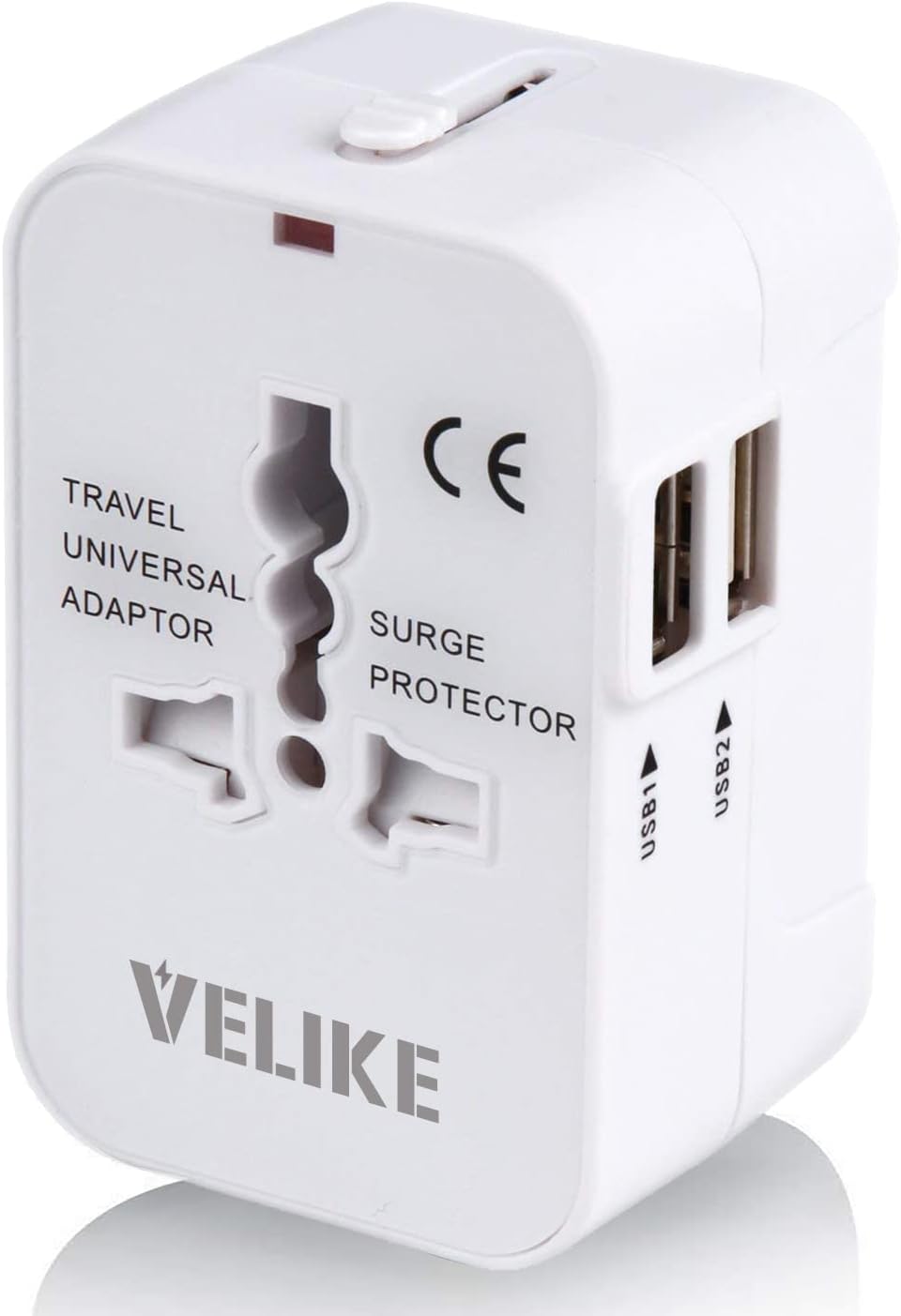 VELIKE Overseas Conversion Plug, Outlet, Overseas Power Plug, Multi Conversion Plug, 2 USB Ports, Worldwide Compatible, Converter, AOBFC Type, Multi Adapter, Universal Travel Adapter, Ministry of