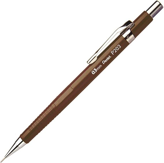 Pentel Teknik Çizim ve Yazı İçin Mekanik Kurşun Kalem, 0.3 mm, Kahverengi, Orijinal Kutusunda