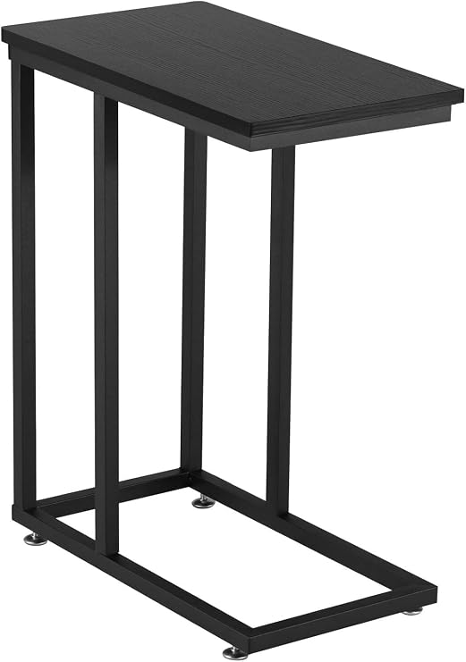 VECELO Side Table, Side Table, 18.9 x 11.0 x 23.6 inches 48 x 28 x 60 cm, Insert, Wood Grain, Slim, Space Saving, Bed, Sofa, Home Work, Reading, Black