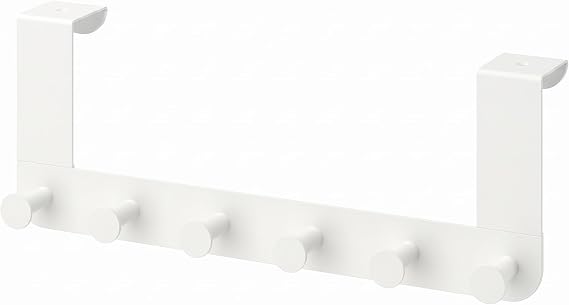 IKEA ENUDDEN kapı gardırobu, beyaz metal, 6 kanca, 4 cm'ye kadar kapı kalınlığı için