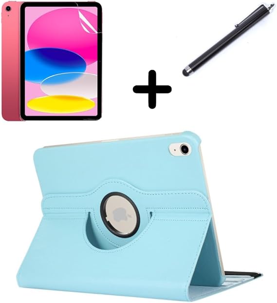 UnDePlus iPad 5. Nesil 6. Nesil/Air 1 Air 2 9.7" ile uyumlu Kılıf Dönen Tablet Kilifi Ekran Koruyucu+Kalem