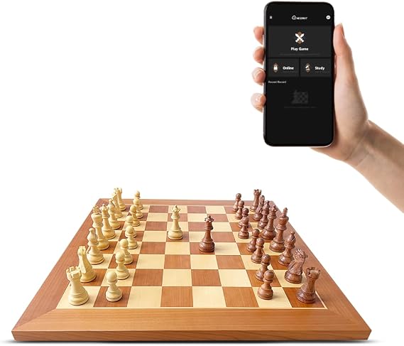 Chessnut Pro Electronic Chessboard Set, Luxury Wooden Chess Pieces Recognition - 55cm Tournament Size Board Set with Wooden Pieces, Multiplayer, Ages 8+