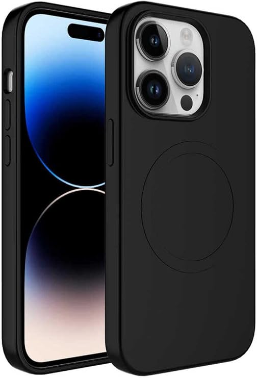 iPhone 14 Pro Uyumlu Magsafe Uyumlu Wireless Şarj Özellikli Pastel Renk Silikon Zore Plas Kılıf-Siyah