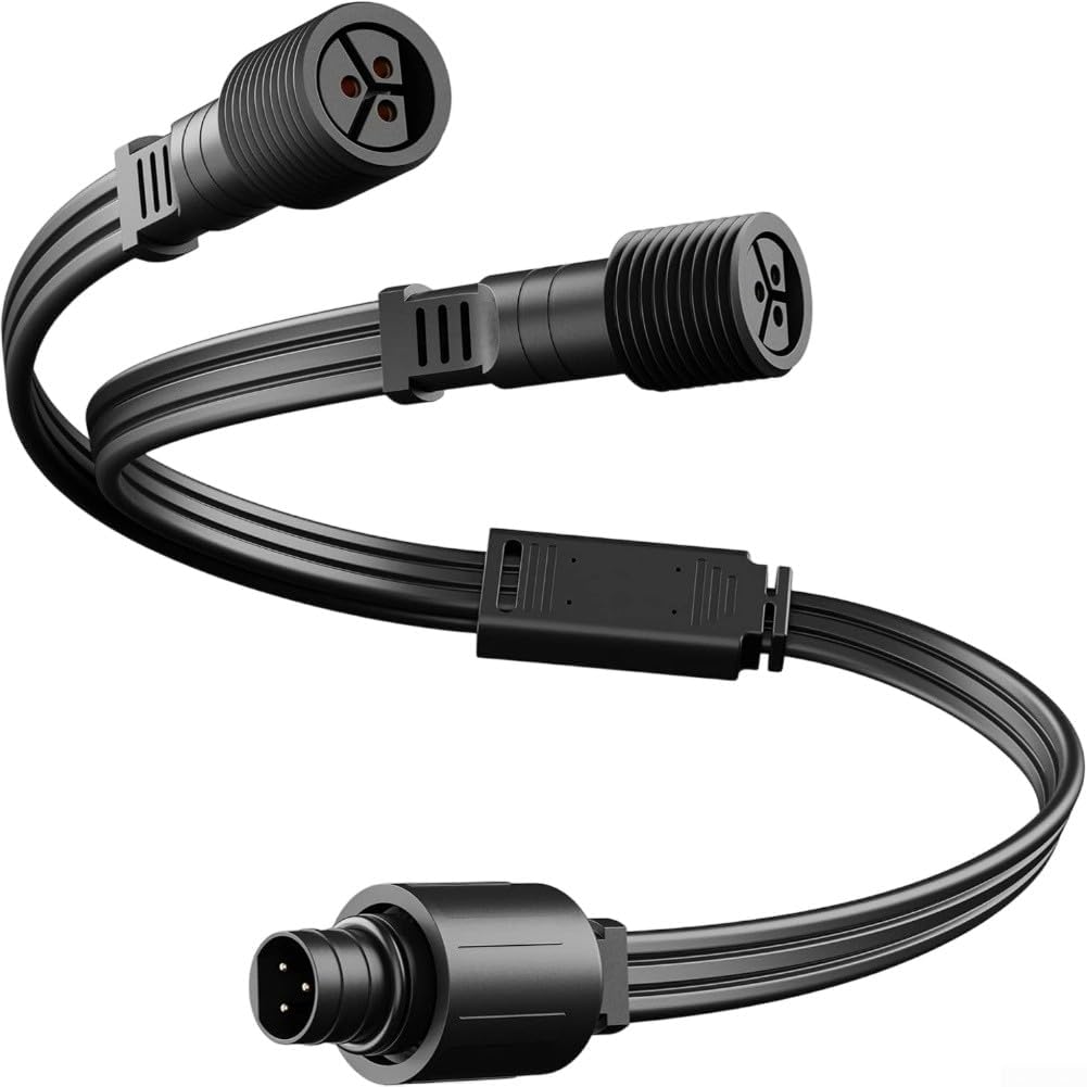 Y-Type Splitter for eufy Outdoor Lights E22 & T8L02 – IP65 Waterproof, 1 Female to 2 Male Connectors, Black, 22AWG Oxygen-Free Copper(A)