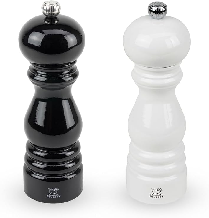Peugeot Paris Karabiber-Tuz Değirmen Set Siyah-Beyaz 18Cm