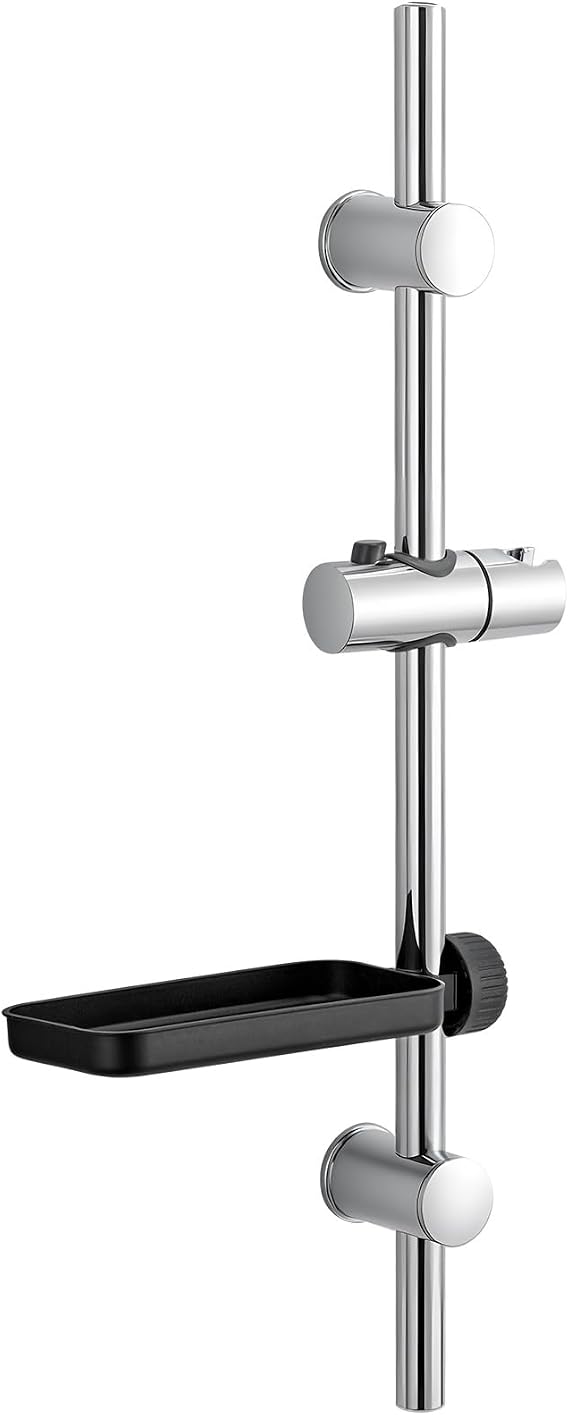 CROWNSHOP Shower Riser Rail Stainless Steel Bathroom Rail Silver