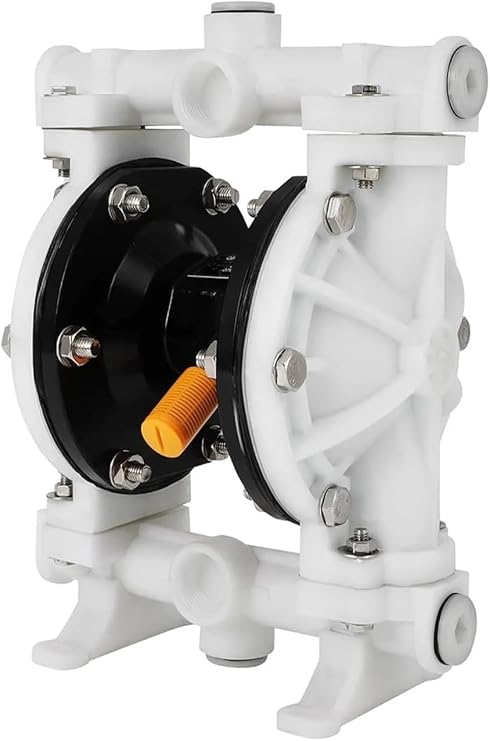 Diaphragm Pump, Air Operated Double Diaphragm Pump 1/2 Inch Inlet Pneumatic for Chemical, QBK-15 10 GPM Dual Diaphram Polypropylene Nitrile Rubbe