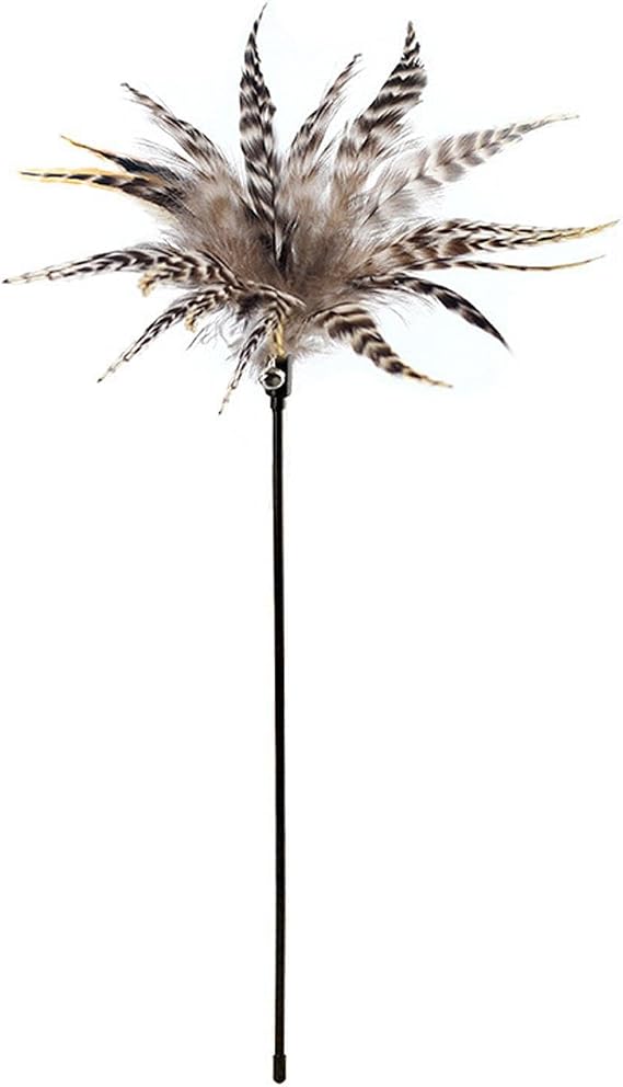 35cm Teaser Toy Feather Catkins Interactive Stick Toy, Black
