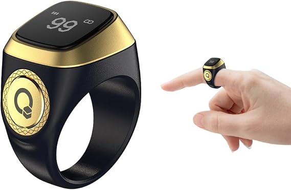 Smart Ring Counter Smart Tasbeeh Smart Ring Muslim Muslim Prayer Smart Ring Tasbi Counter Smart Ring Digital Electronic Smart Tally Counter Tasbeeh Prayer Smart Counter Black, 18mm