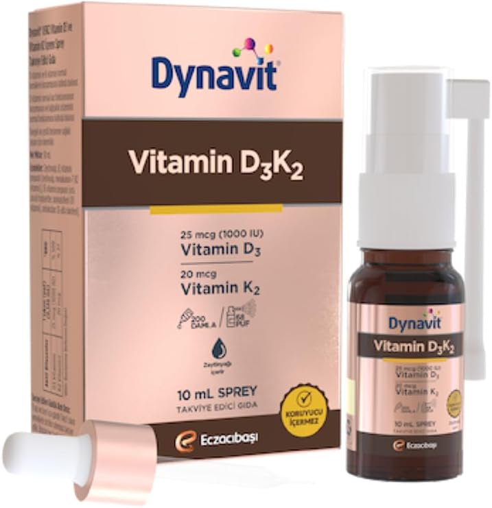 Dynavit Vitamin D3K2 10 mL Sprey - Kas & Kemik & Bağışıklık – 1000IU D3 & 20mcg K2 Vitamini