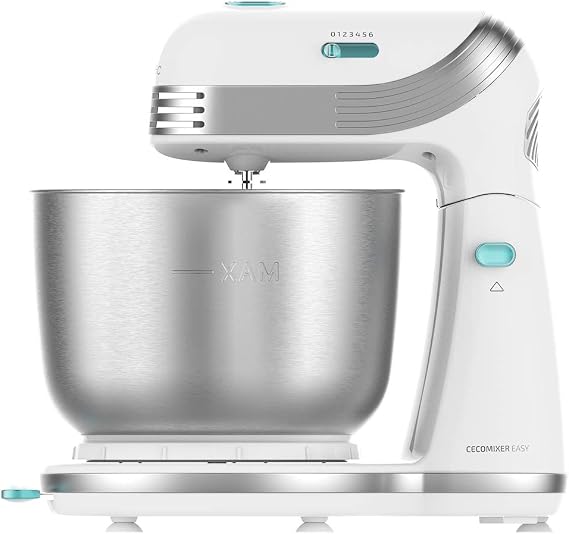 Cecotec Cecomixer Easy White Mixer, 250 W, Planetary Movement, 5 Functions, 6 Speeds, Stainless Steel Bowl, Capacity 3 L, Accessories for Beating and Kneading