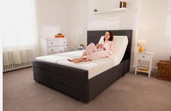 Heavy Duty Mobility Electric Restwell Adjustable Bed Set + Memory Foam Mattress (Steel, 5ft king size)