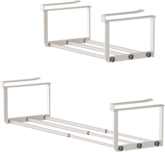 Wardrobe Shoe Rack, Adjustable Extendable Shoe Rack & Under Shelf Storage for Closet 16.5-31.5 Inch Shoe or Clothing Storage and Organization Space Saving (White, 1 Pack)