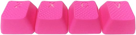 Kauçuk Oyun Arkadan Aydınlatmalı Tuş Takımı - Z, X, C, V, Cherry MX Mekanik Klavyeler için 4 Anahtar OEM (Neon Pembe) Uyumlu