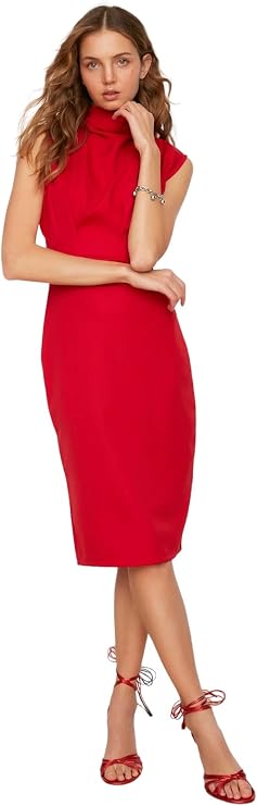 Trendyol Women Midi Basic Slim Woven Dress