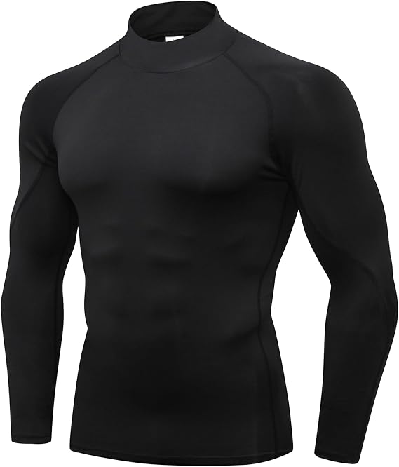 Men's Compression Shirts Long Sleeve Quick Dry Tops Mock Turtleneck