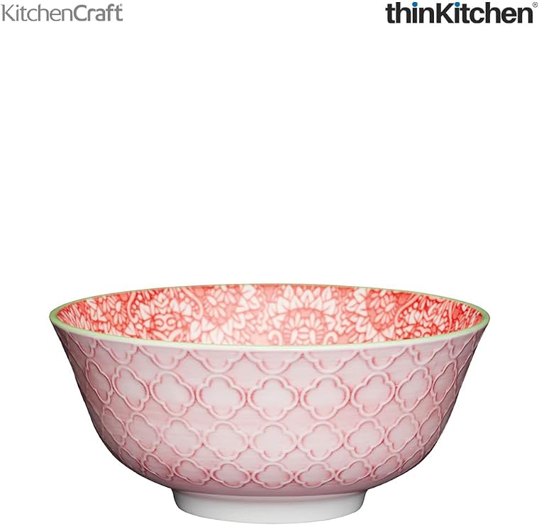 Kitchen Craft Seramikten kase, emaye, kırmızı damasko, kırmızı