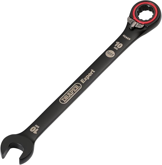 Draper 03900 Expert HI-TORQ Metric Reversible Ratchet Combination Spanner, 10mm, Black
